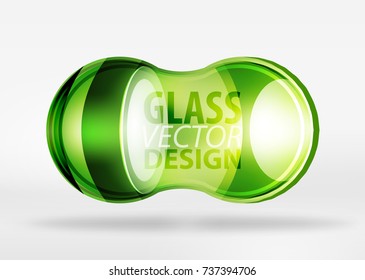 Green 3d techno glass bubble design, vector future hi-tech shapes with blurred effects