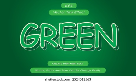 Green 3D Text Effect Vector Design, Green Promotion Banner Template, Green Poster Vector Illustration, Green Text Effect Graphic Design 