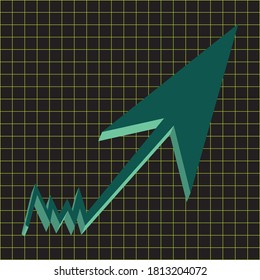 A green 3d uptrend arrow background image.