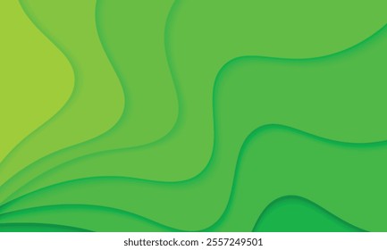 green 3D wavy lines texture with soft light and shadow. Minimal wave curve pattern collection design with text copy space. can be used in various backgrounds