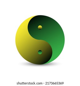 Green 3d yin yang vector illustration with a white background. Symbol of ancient Chinese yin and yang philosophy of balance and harmony.