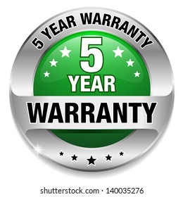 Green 5 year warranty button