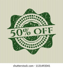 Green 50% Off distressed rubber texture