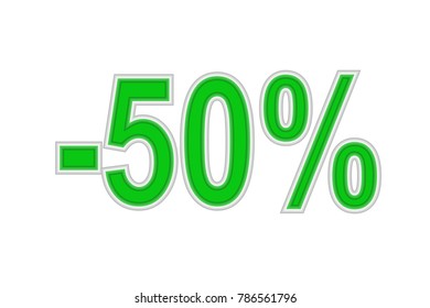 green 50 Percent Discount 3d Sign on White Background, Special Offer 50% Discount Tag, Sale Up to 50 Percent Off, Sale Symbol, Special Offer Label, Emblem, Web Icon