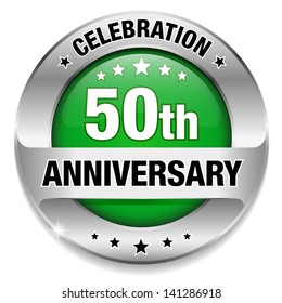 Green 50 years anniversary button