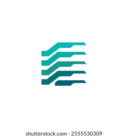 Green 5-Story Multi Level Building Construction Apartment Logo Design Vector