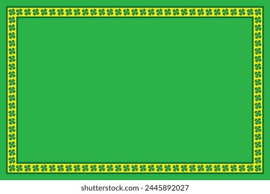 Green 6x4 inches Postcard with yellow inner border having clover inside for Saint Patrick's Day