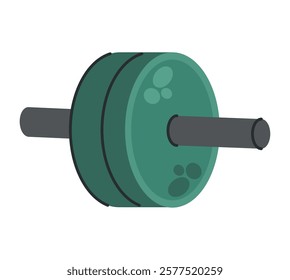 A green ab wheel used for core strength and fitness training in cartoon style
