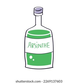 Green absinthe bottle isolated vector illustration
