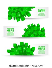 Green Abstract 3D Banner Set