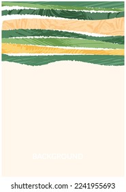 Green abstract agriculture field vector leaflet. Agro card template, farm presentation. Vertical a4 layout with nature theme. Minimalist shape, agri design. Field view, texture background