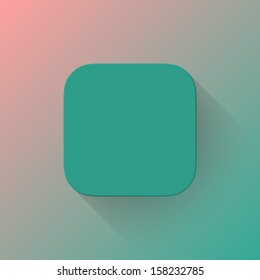 Green abstract app icon, blank button template with flat designed shadow and gradient background for internet sites, web user interfaces (UI) and applications (apps). Vector illustration.