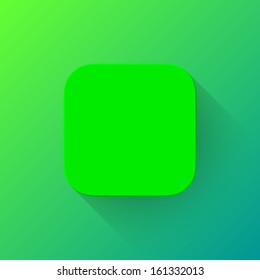 Green abstract app icon, blank button template with flat designed shadow and gradient background for internet sites, web user interfaces (UI) and applications (apps). Vector illustration.