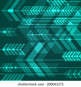Green abstract arrows background. Vector illustration.