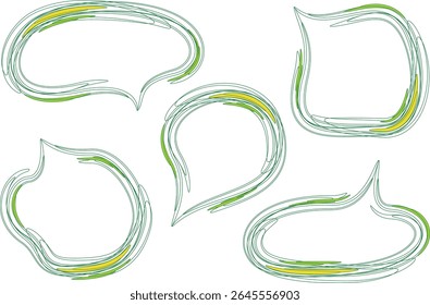 green abstract art scribble doodle speech bubbles set