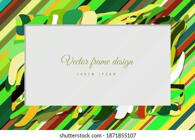 Green Abstract art wave background frame border shape. element backdrop