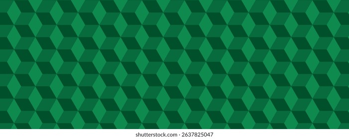 Green abstract background with 3d cube repeating pattern for websites and graphic resources.