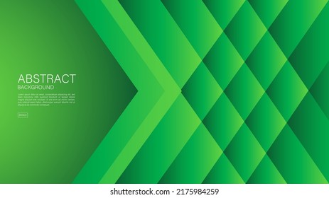 Green abstract background, arrow lines, Geometric vector, graphic, technology digital template, cover design, backdrop, banner, web background, book cover, advertisement, green gradient background.