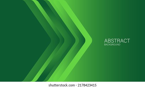 Green abstract background, arrow lines, Geometric vector, graphic, technology digital template, cover design, backdrop, banner, web background, book cover, advertisement, green gradient background.