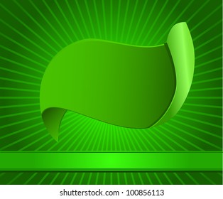 green abstract background with banner