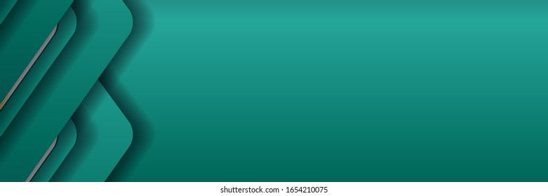 Green abstract background banner color. Elegance geometric shapes design with space. Modern digital light template