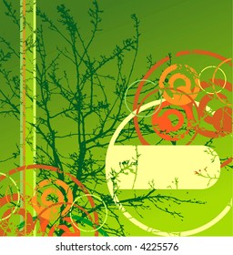 green abstract background with banner for  your text