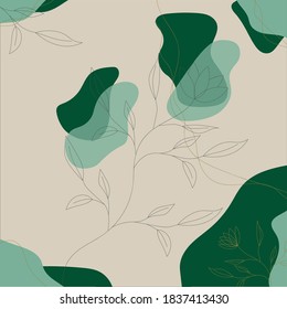 green abstract background, Brush strokes in soft pastel colors on a white background.