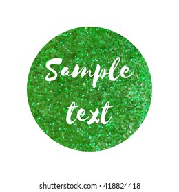 Green abstract background for business presentations circle shape. Golden round glitter sticker. Vector.