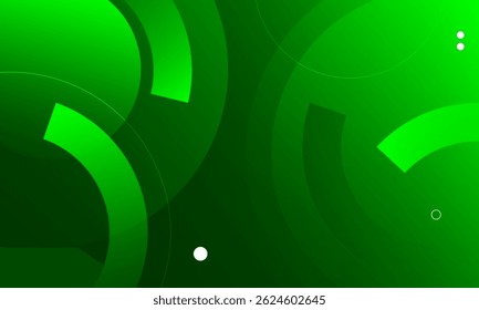 Green abstract background with circles. Vector illustration