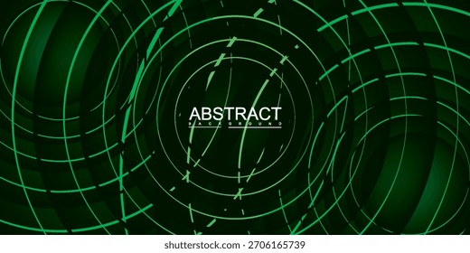 Fundo Abstrato Verde com Linhas Circulares e Forma Geométrica