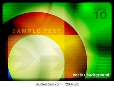 Green abstract background with color ring. Vector