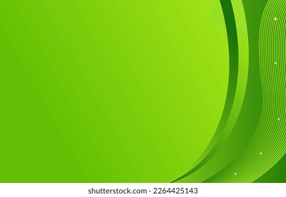 Green abstract background with curves and line frame