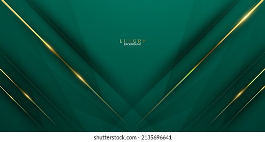 fondo abstracto verde decorado con lujosas líneas doradas ilustración vectorial