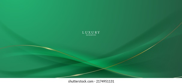 green abstract background design with elegant golden elements vector illustration