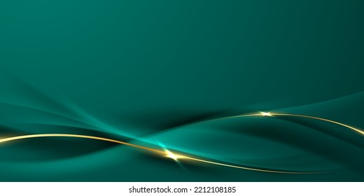 green abstract background design with elegant golden elements vector illustration