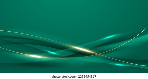 green abstract background design with elegant golden elements vector illustration