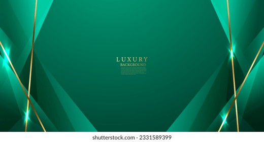 diseño de fondo abstracto verde con elementos dorados elegantes ilustración vectorial