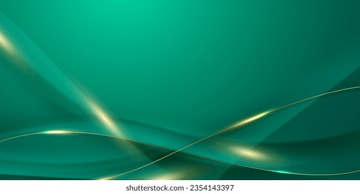 green abstract background design with elegant golden elements vector illustration