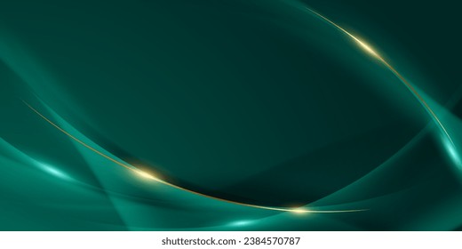 green abstract background design with elegant golden elements vector illustration