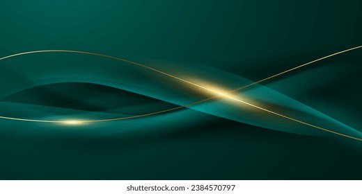 green abstract background design with elegant golden elements vector illustration