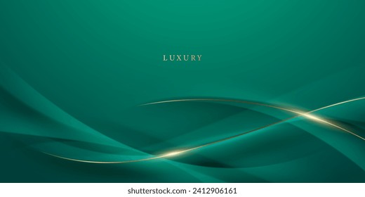 green abstract background design with elegant golden elements vector illustration