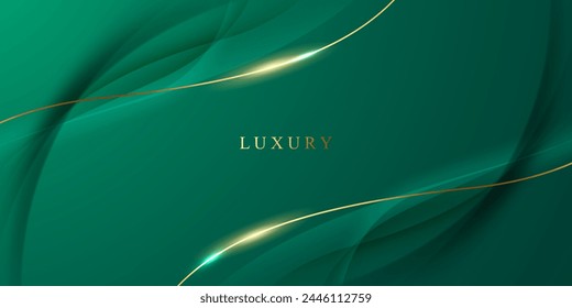 green abstract background design with elegant golden elements vector illustration