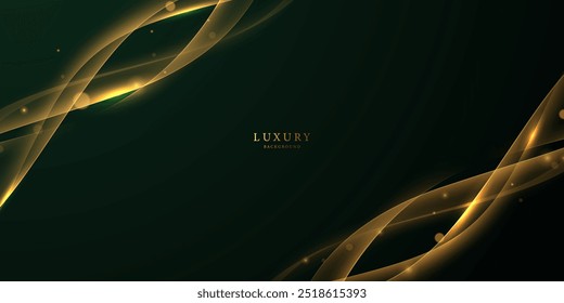 green abstract background design with elegant golden elements vector illustration