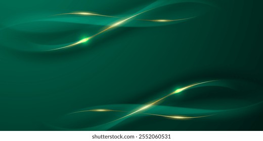 green abstract background design with elegant golden elements vector illustration