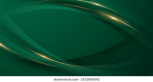 green abstract background design with elegant golden elements vector illustration