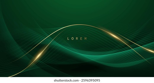 green abstract background design with elegant golden elements vector illustration