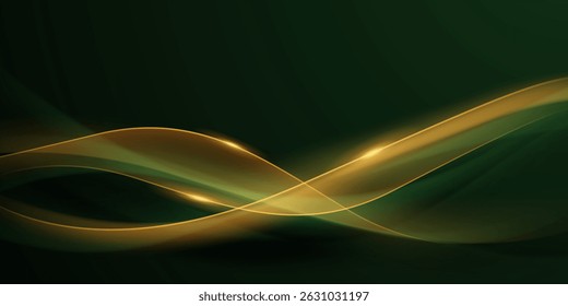 design de fundo abstrato verde com ilustração vetor de elementos dourados elegante