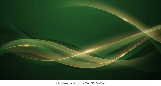 green abstract background design with elegant golden elements vector illustration