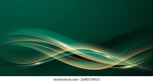 green abstract background design with elegant golden elements vector illustration
