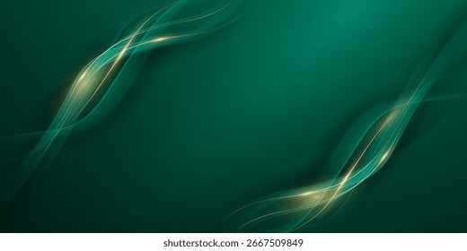 green abstract background design with elegant golden elements vector illustration